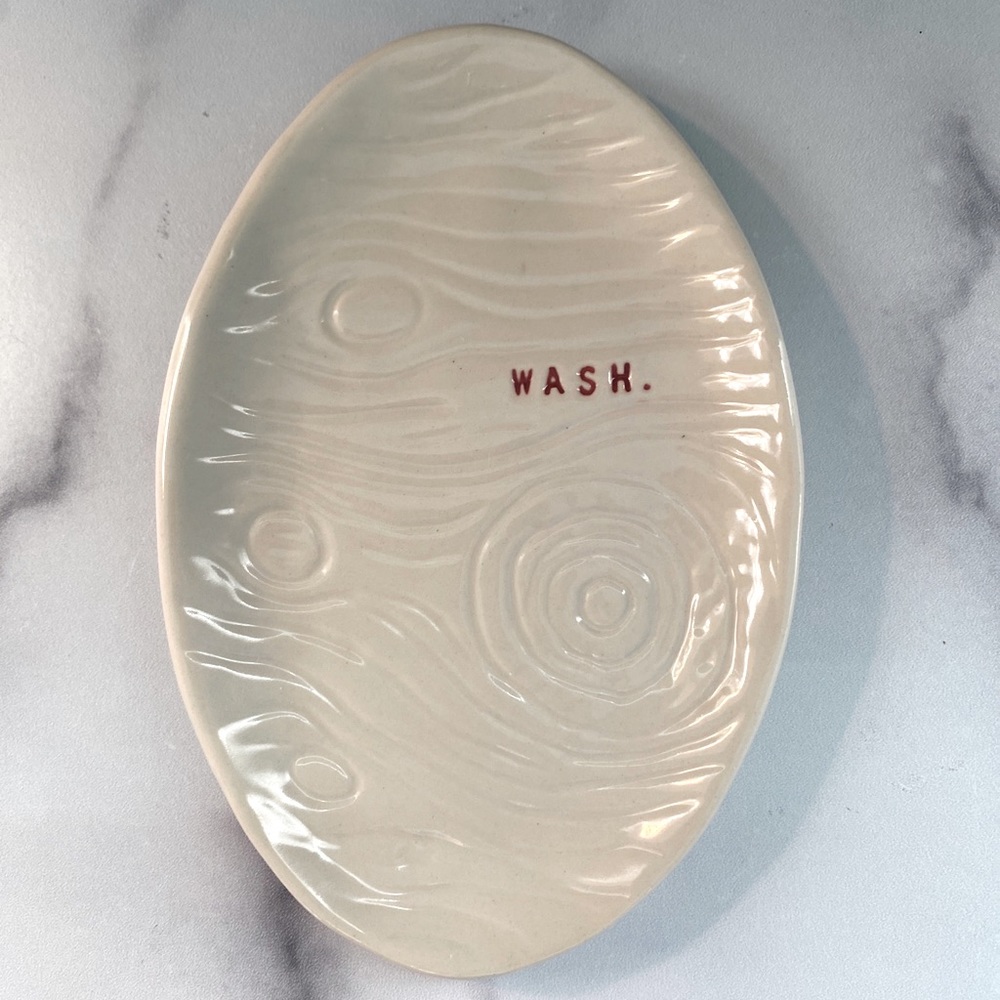 Rae Dunn Boutique Wash. Wood Grain Woodgrain Soap Dish Discontinued VHTF